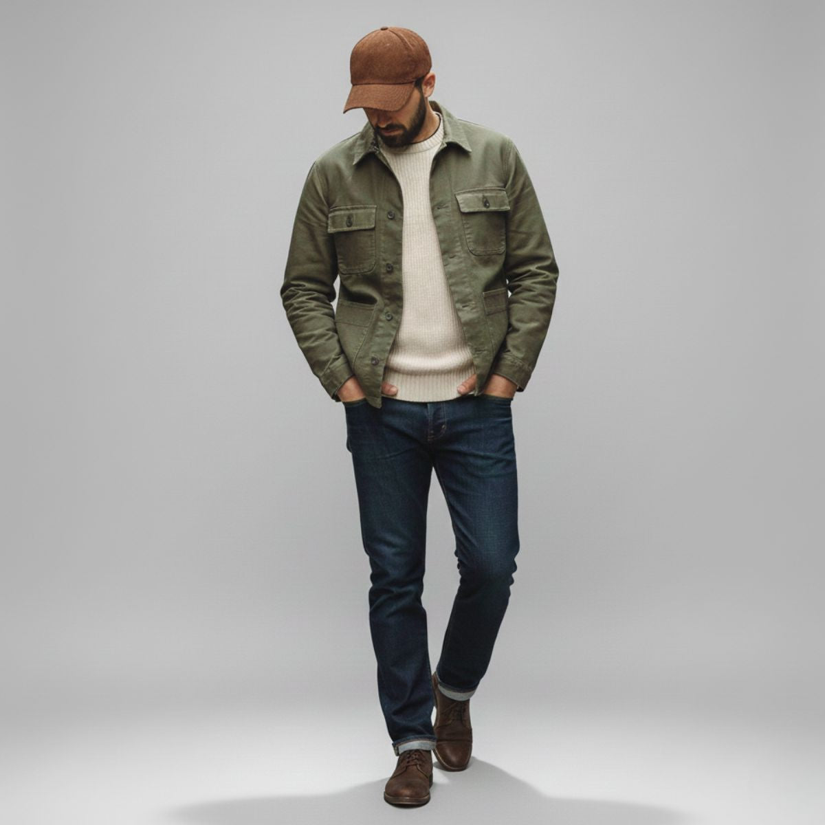 Casquette Velours Marron Homme