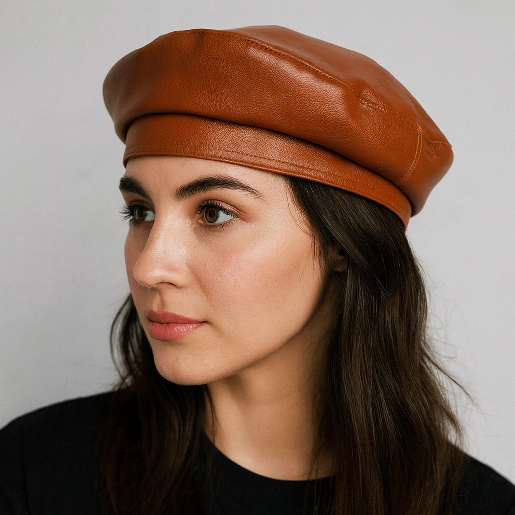Casquette Beret Cuir Femme