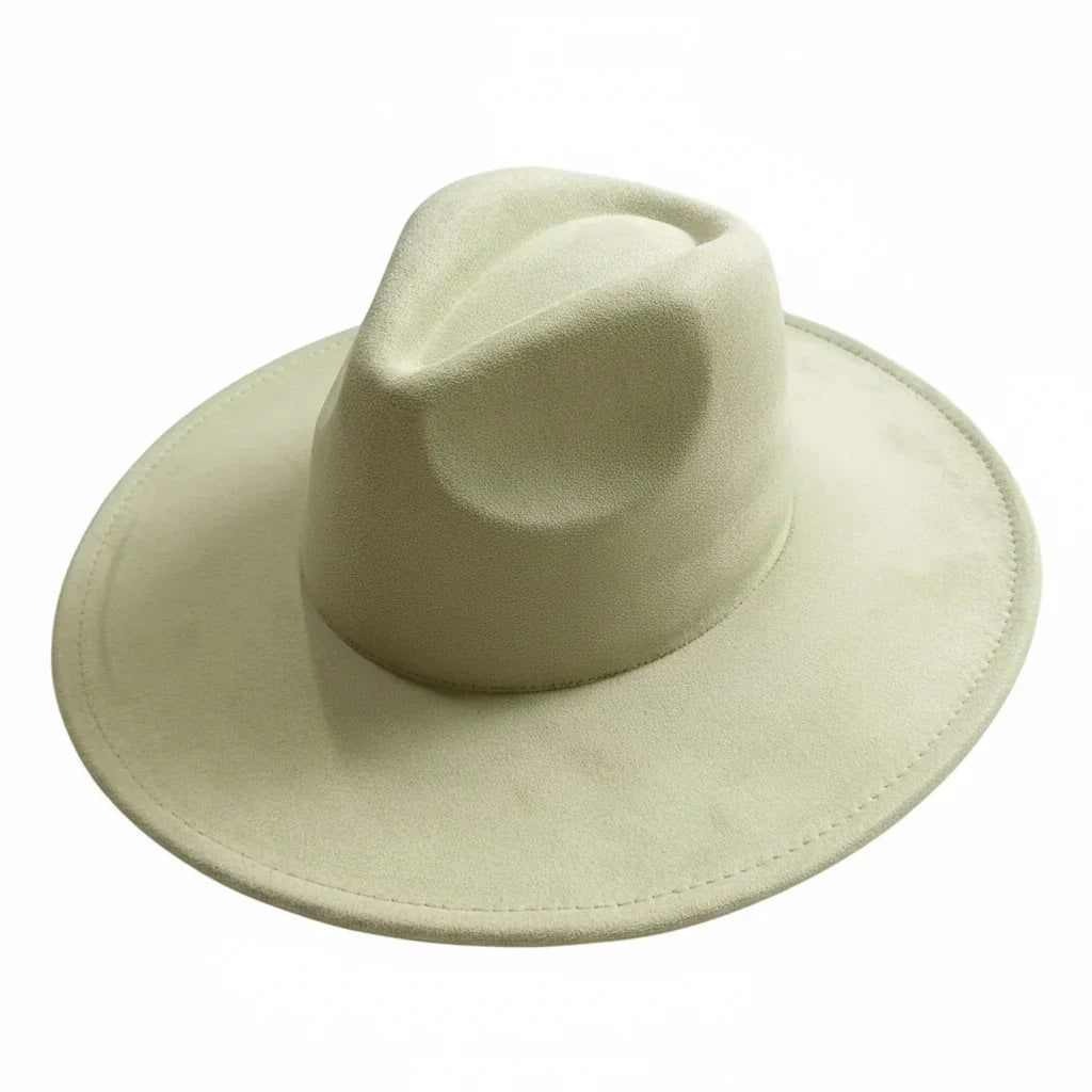 Chapeau Fedora Suédine – Bord Large et Bande Fine