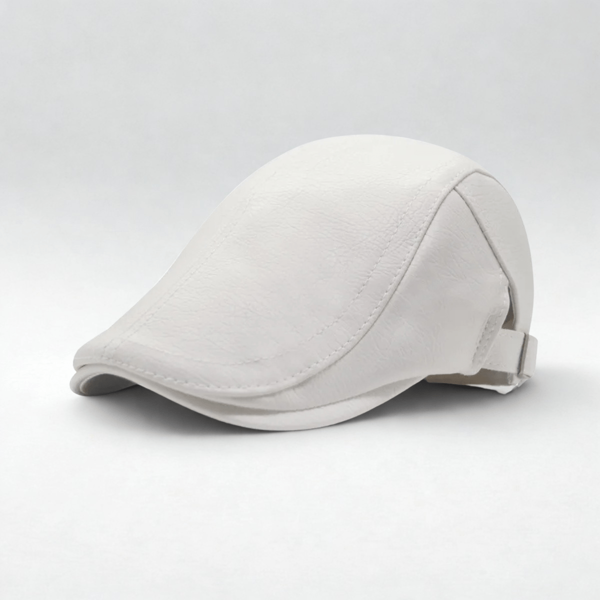 Béret Casquette Homme Cuir Blanc