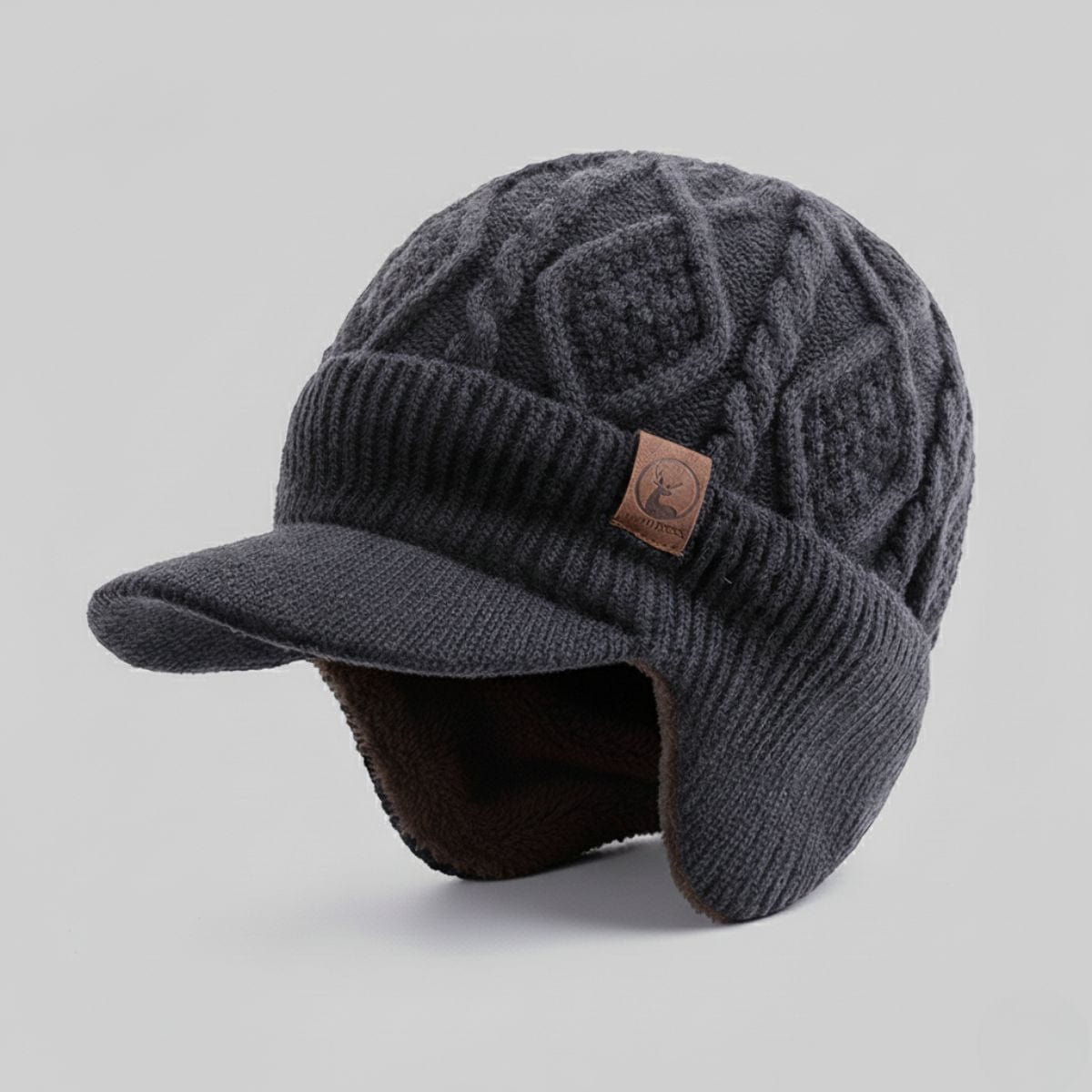 Casquette Hiver Homme Cache Oreille Gris