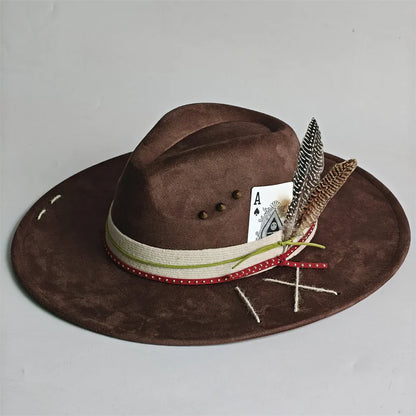 Chapeau Fedora Effet Suédine – Carte As & Plume