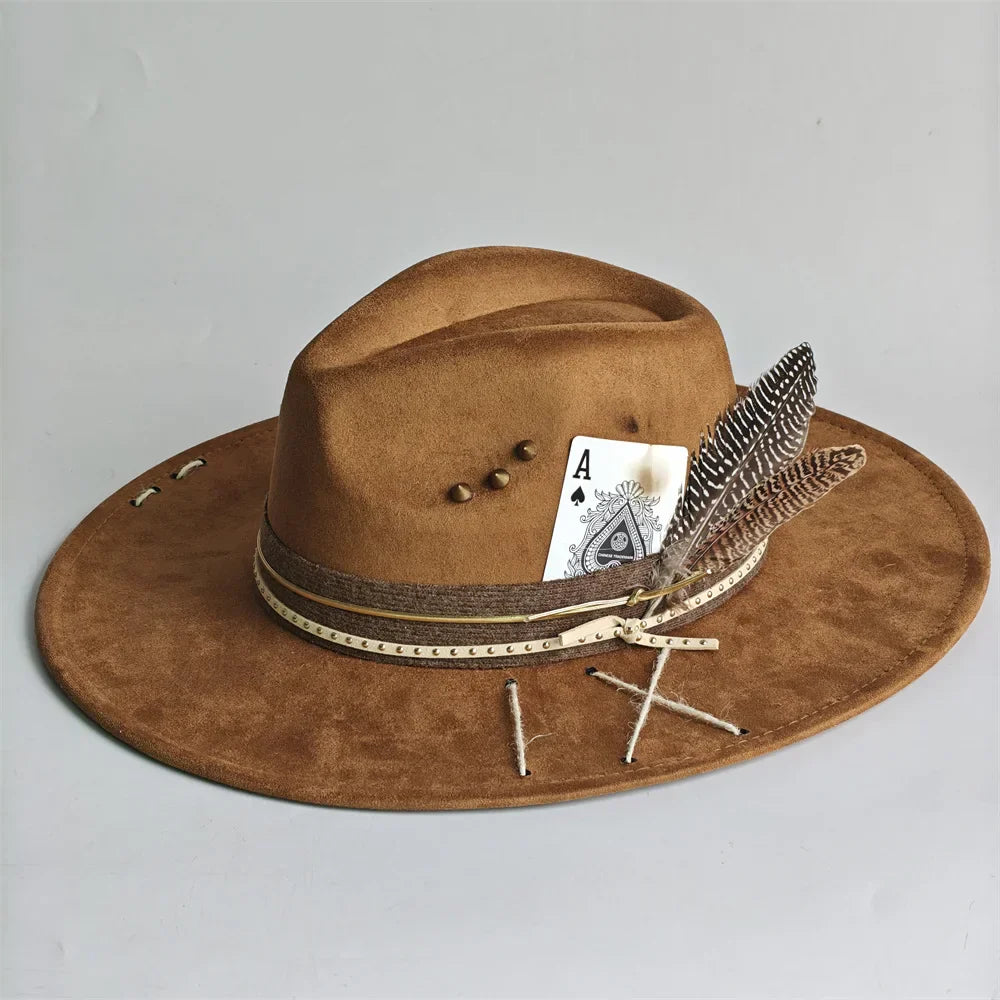 Chapeau Fedora Effet Suédine – Carte As & Plume