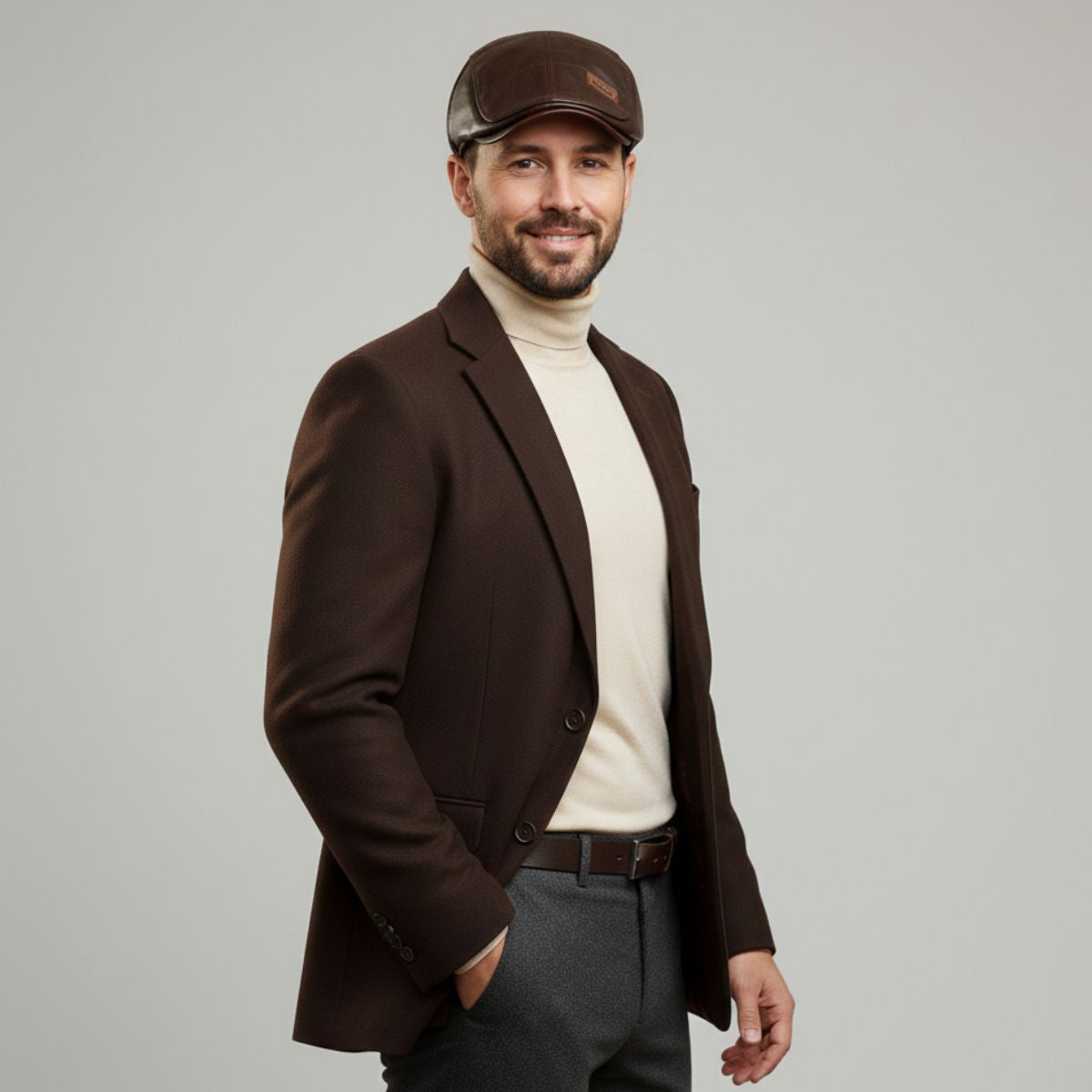 Casquette Plate Cuir Homme