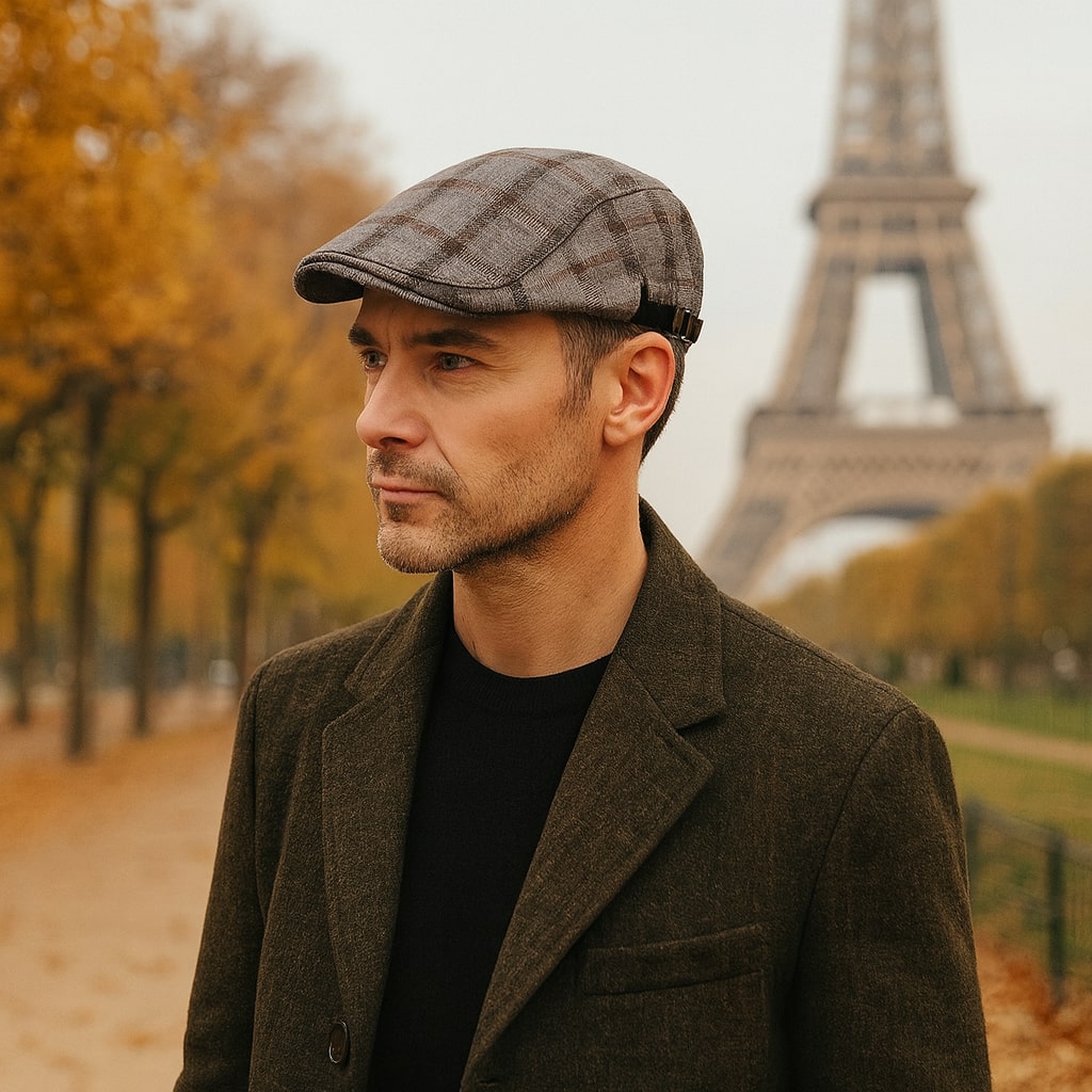 Béret Homme – Design À Carreaux Classique
