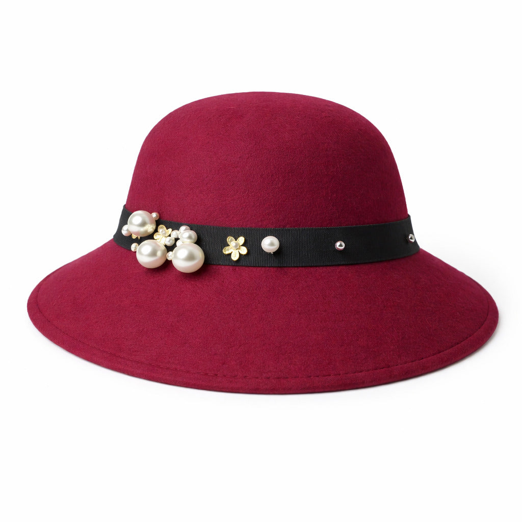 Chapeau Melon Cloche Femme - Perle