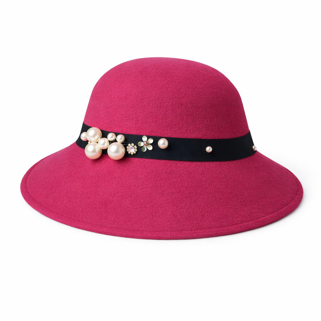 Chapeau Melon Cloche Femme - Perle