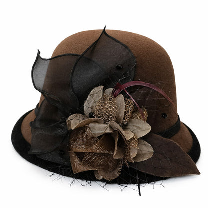 Chapeau Melon Cloche Femme à Fleur
