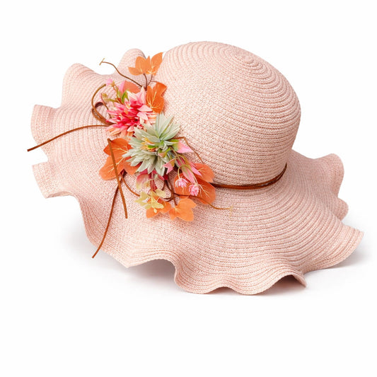 Chapeau de Paille Femme à Fleur Large Bord - Wavym