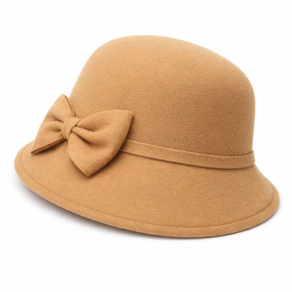 Chapeau Melon Cloche Femme Noeud Suede