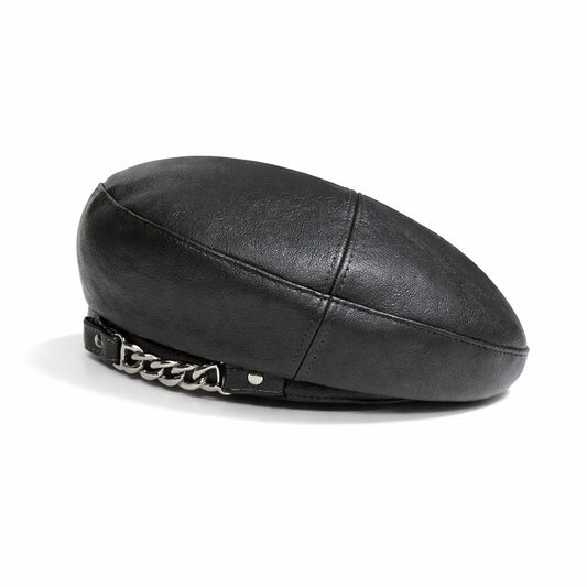 Béret Femme en Cuir avec Chaine
