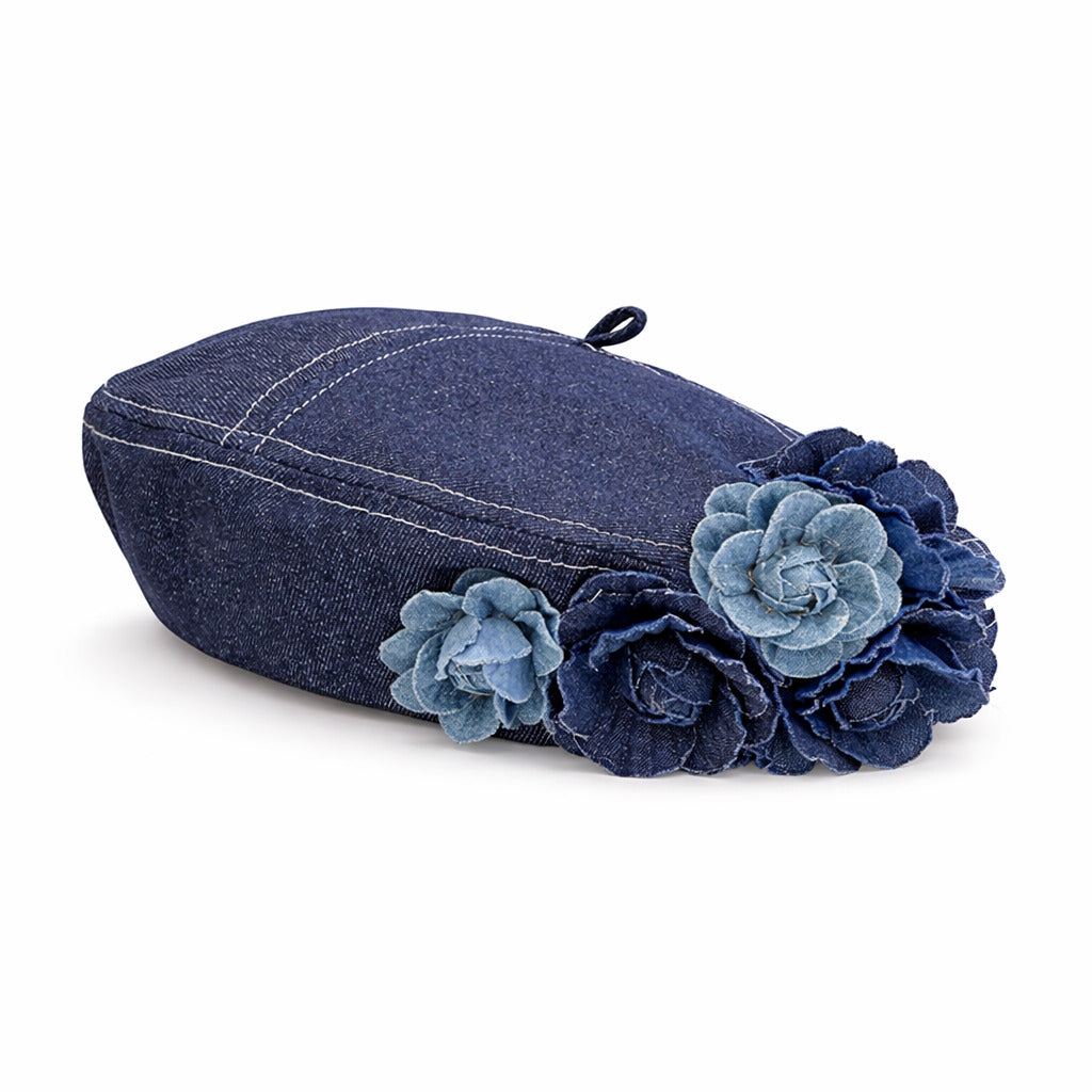Béret Femme en Jean Fleur