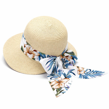 Chapeau de Paille à Larges Bords – Ruban Fleuri Tropical