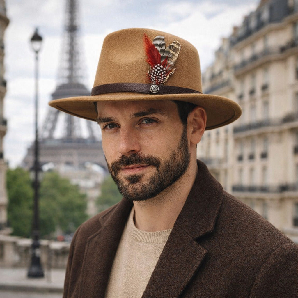 Chapeau Fedora Coton – Plume Décorative