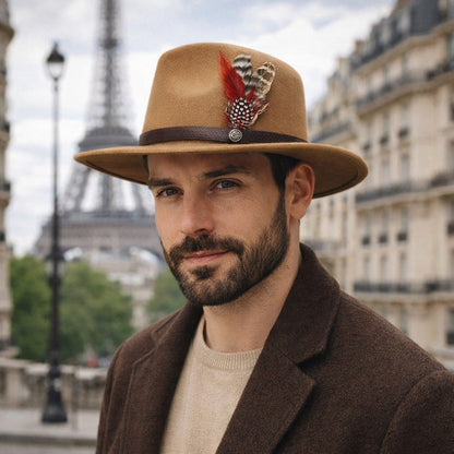 Chapeau Fedora Coton – Plume Décorative