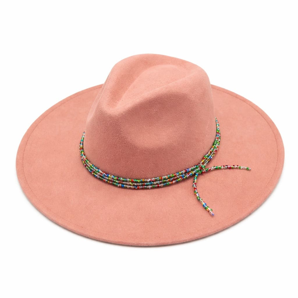 Chapeau Fedora – Texture Suédée avec Cordon Perlé