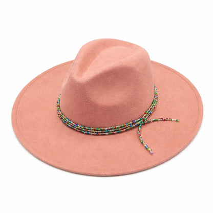 Chapeau Fedora – Texture Suédée avec Cordon Perlé