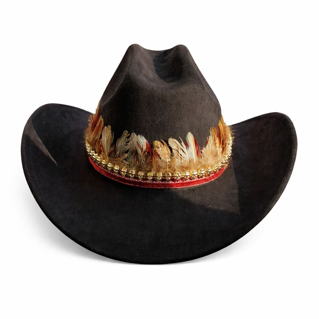 Chapeau Cowboy Feutré – Bande Plumes Décoratives