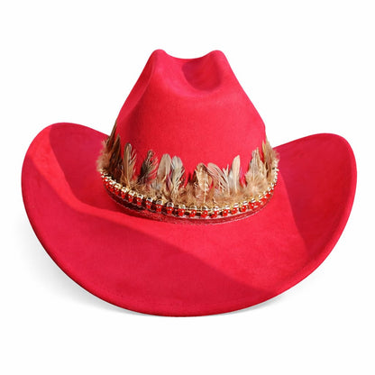 Chapeau Cowboy Feutré – Bande Plumes Décoratives