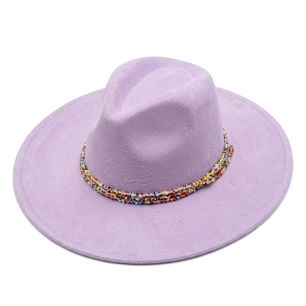 Chapeau Fedora – Texture Suédée avec Cordon Perlé