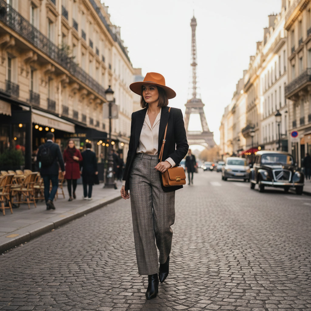 Chapeau Fedora – Texture Suédée avec Cordon Perlé