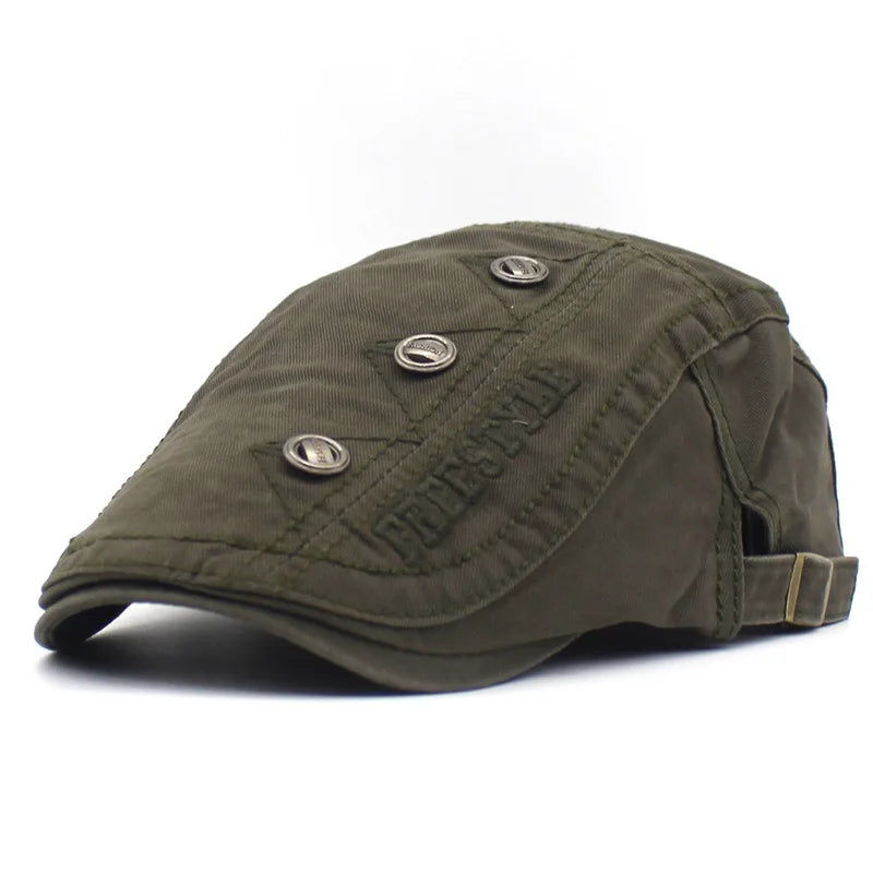 Béret Homme Réglable en Coton avec Broderie et Boutons - Bold