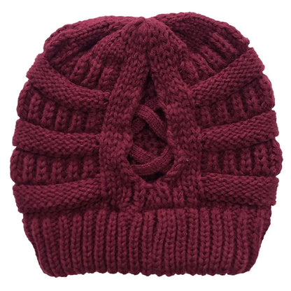 Bonnet Femme Hiver avec Ouverture pour Queue de Cheval - Pony