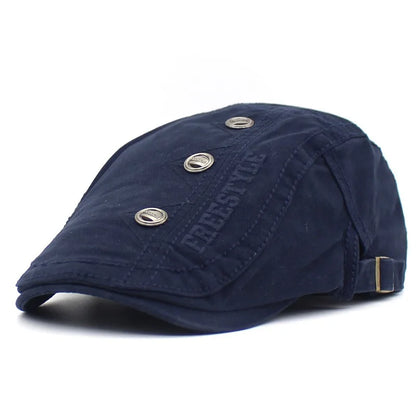 Béret Homme Réglable en Coton avec Broderie et Boutons - Bold