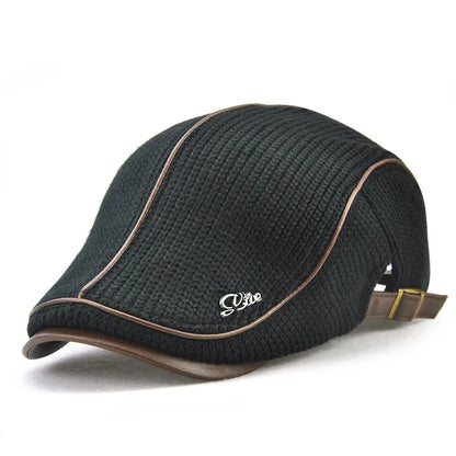 Béret Homme Coton Maille avec Bordure en Cuir Réglable - Metro