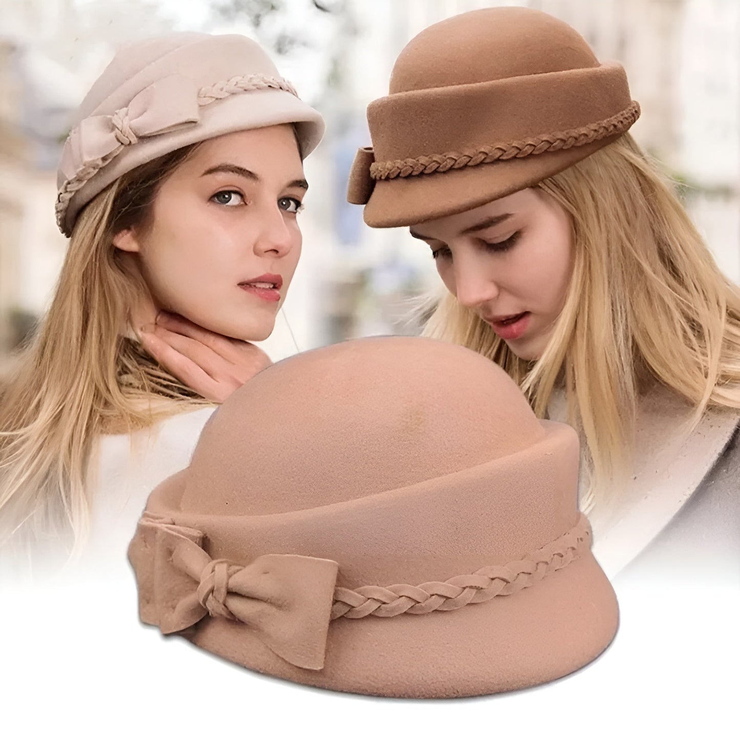Chapeau en Laine Melon Cloche Femme - Casual