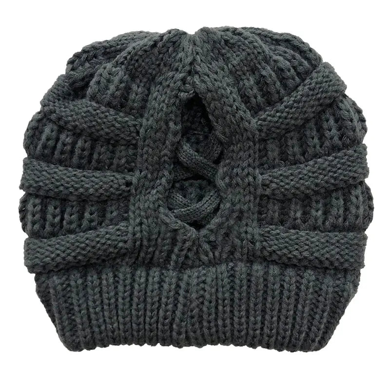 Bonnet Femme Hiver avec Ouverture pour Queue de Cheval - Pony