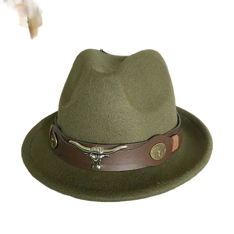 Chapeau Fedora Feutre – Bande Cuir Décor Longhorn