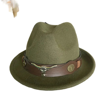 Chapeau Fedora Feutre – Bande Cuir Décor Longhorn