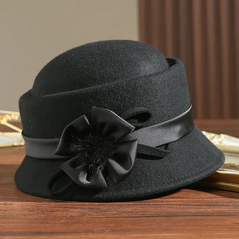 Chapeau Melon Cloche Femme Épais Noeud