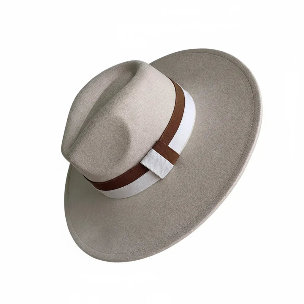Chapeau Fedora Suédine – Bord Large et Ruban Contrasté