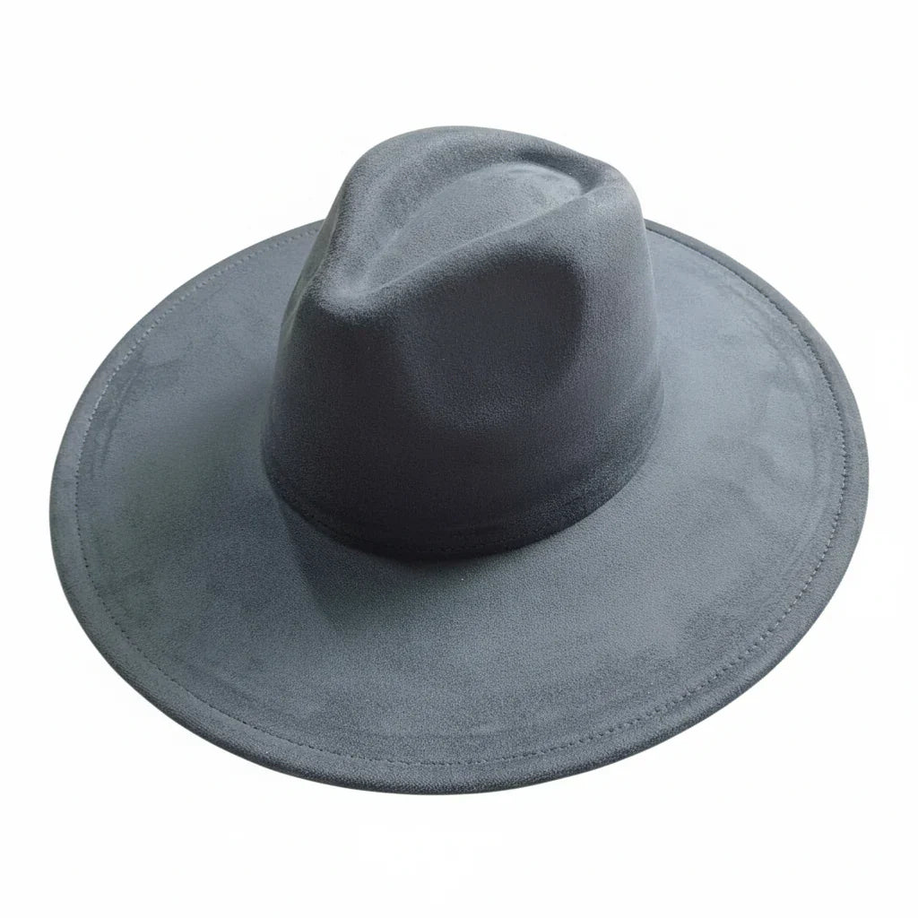 Chapeau Fedora Suédine – Bord Large et Bande Fine