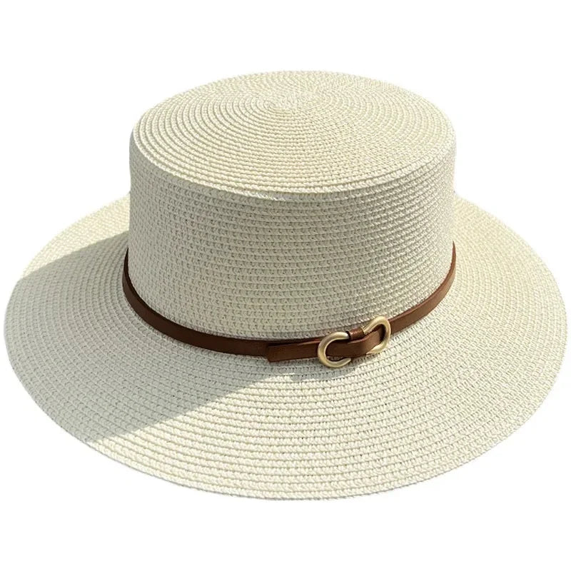 Chapeau de Paille – Ruban Cuir Boucle Métal