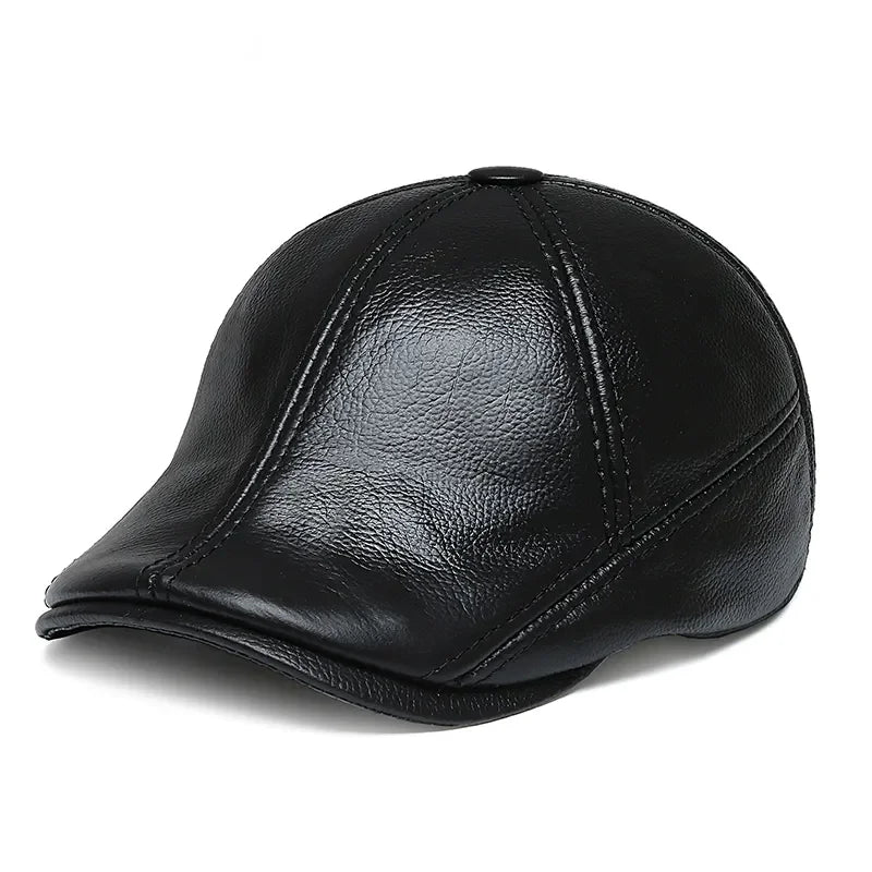 Béret en Cuir Homme - Cache Oreille