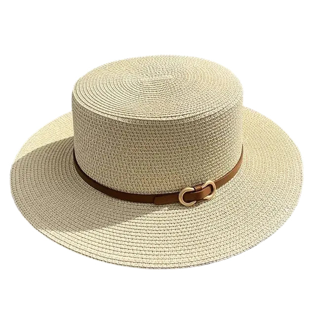 Chapeau de Paille – Ruban Cuir Boucle Métal