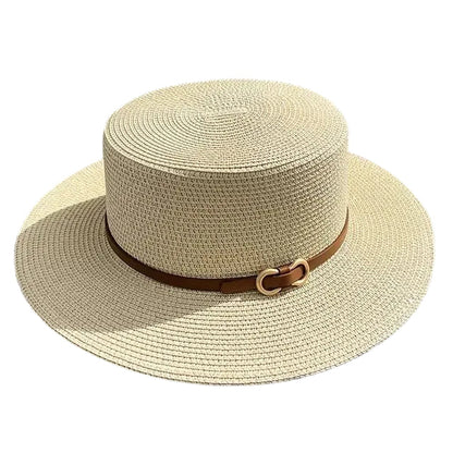 Chapeau de Paille – Ruban Cuir Boucle Métal