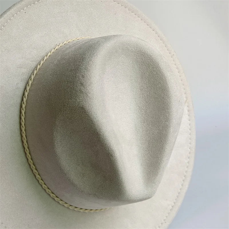 Chapeau Fedora Suédine – Ruban Peint Main