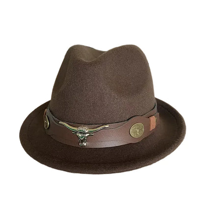 Chapeau Fedora Feutre – Bande Cuir Décor Longhorn