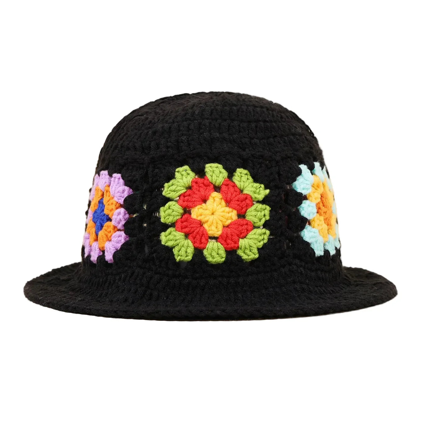 Bob Crochet Acrylique – Motif Floral Coloré