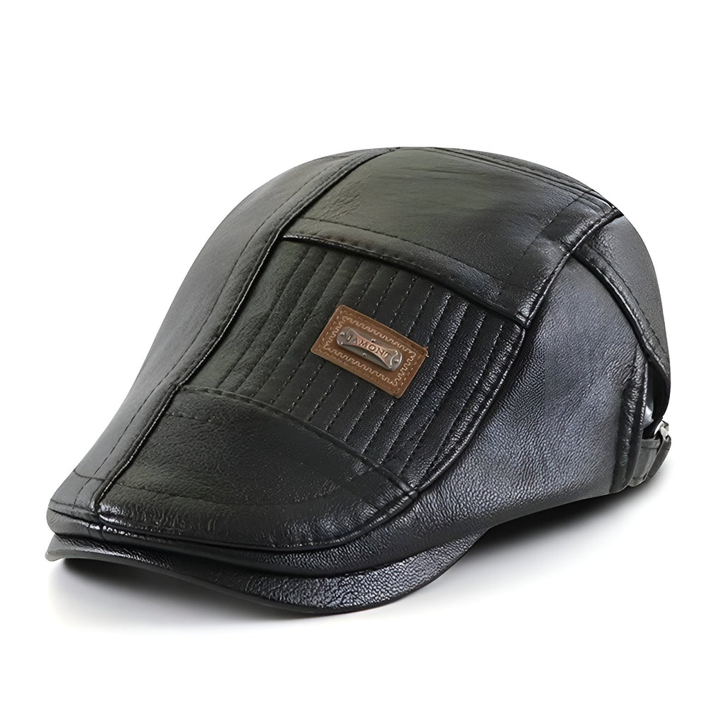 Béret Homme en Cuir avec Détails Matelassés - Aventura
