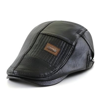Béret Homme en Cuir avec Détails Matelassés - Aventura