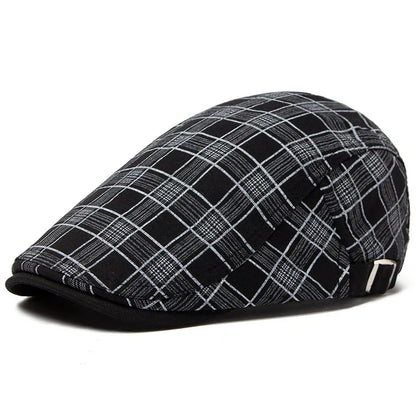 Béret Homme Réglable en Coton avec Motif Carreaux - Pixel