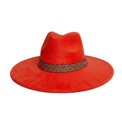 Chapeau Fedora Effet Suédine – Bandeau Motif Graphique