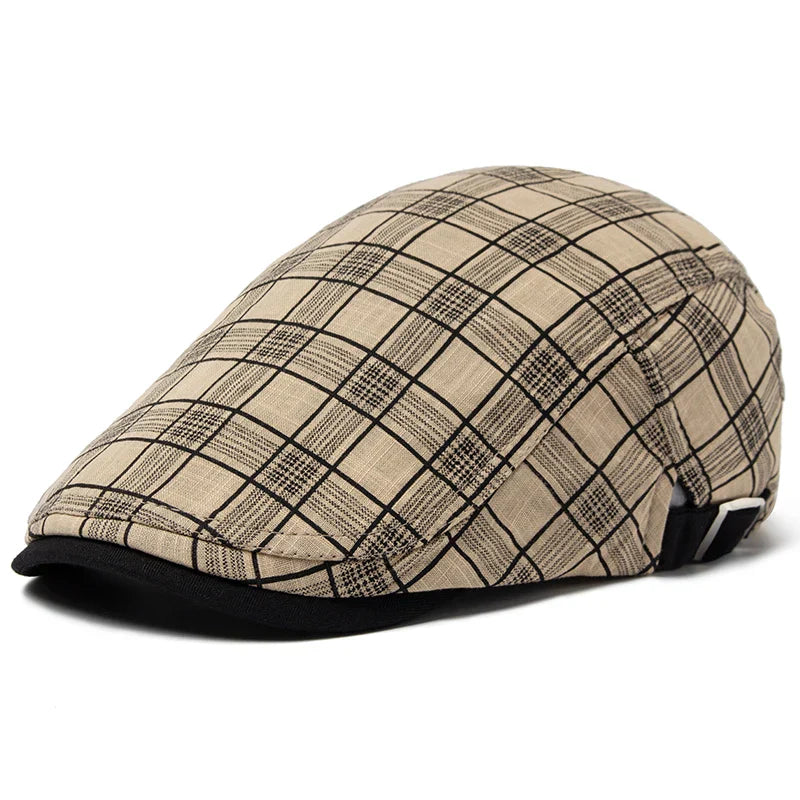 Béret Homme Réglable en Coton avec Motif Carreaux - Pixel