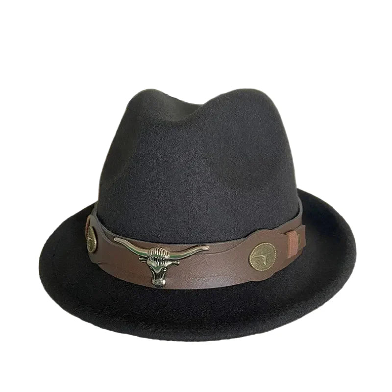 Chapeau Fedora Feutre – Bande Cuir Décor Longhorn