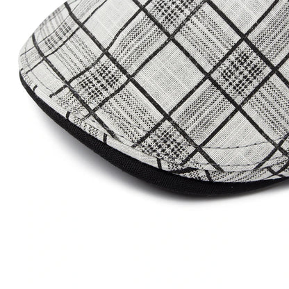 Béret Homme Réglable en Coton avec Motif Carreaux - Pixel